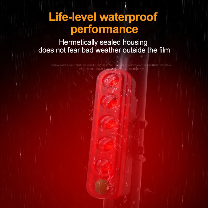 

Outdoor Riding Bicycle Taillight 5 Led Highlight USB Charging Safety Waterproof Warning Light Riding Accessories