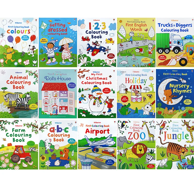 12 книг Usborne 16 страниц Раскрашивание на английском языке детские книги антистресс