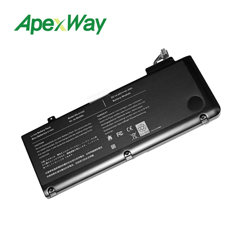 Аккумулятор ApexWay для ноутбука 2009 Вт/ч APPLE MACBOOK PRO 13 дюймов A1278 (версия) MB990 */A MB990J/A