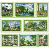 country road embroidery needlework cross stitch kits stamped thread gift dmc 11ct 14ct printed counted fabric handmade craft set