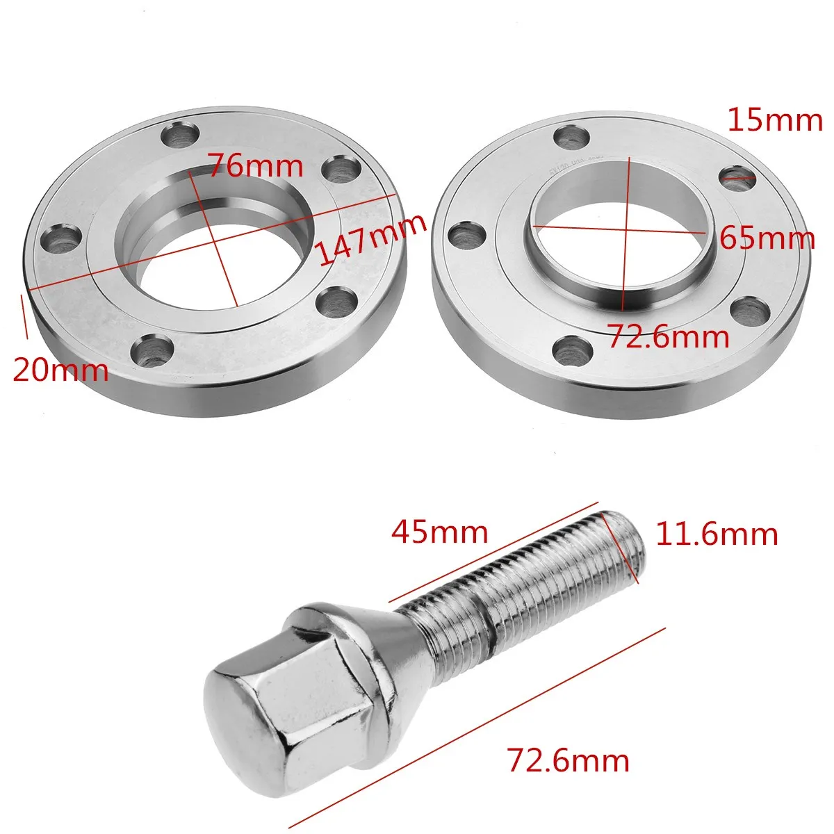 

20mm Car Wheel Spacer Adapter 72.56mm PCD 5x120 For BMW 1 3 5 Series E82 E88 E30 E36 E46 E28 E34 E31 E90 E91 E92 E93 E60 E61