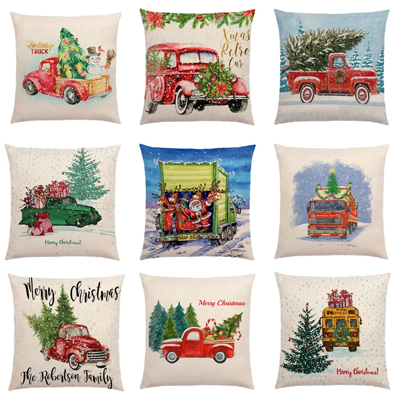 Christmas Decor Cushion Cover Elk Santa Home Sofa Bed Living Room Pillow Case Pillowcase | Дом и сад