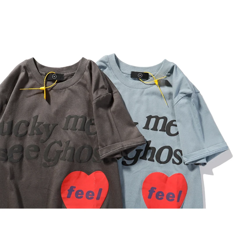 

Summer Brand Short Sleeved Men's T-shirt Love Bubble Printing Ins Couple Tee Tops Casual Hip-Hop Street T Shirt Male