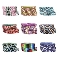 16mm colorful geometry printed aztec fold over elastic band sewing tape handmade crafts accessories diy baby headband hair ties