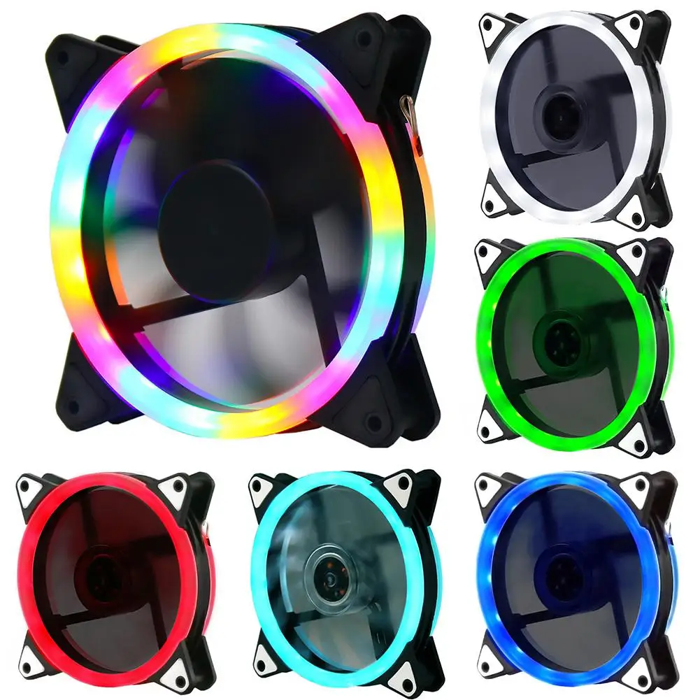 

Mute Double-sided Aperture LED RGB Light Heat Dissipation PC Case Cooling Fan