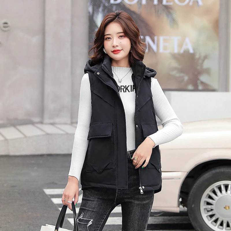 

2021 New Winter Vest Women's Mid-length Padded Women Coat Loose Wild Women's Sleeveless Jacket