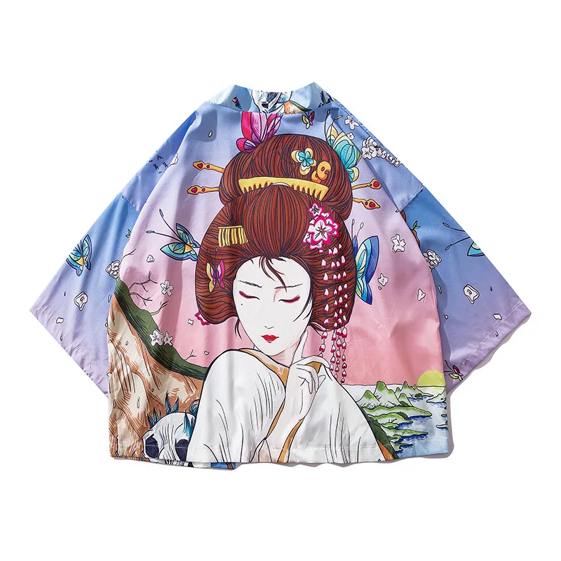 color 10 Кимоно халат Haori японский Азиатский китайский одежда для мужчин унисекс Дракон юката Ретро вечерние Большие размеры Tangsuit свободные Япония Мода - Цвет: color 10