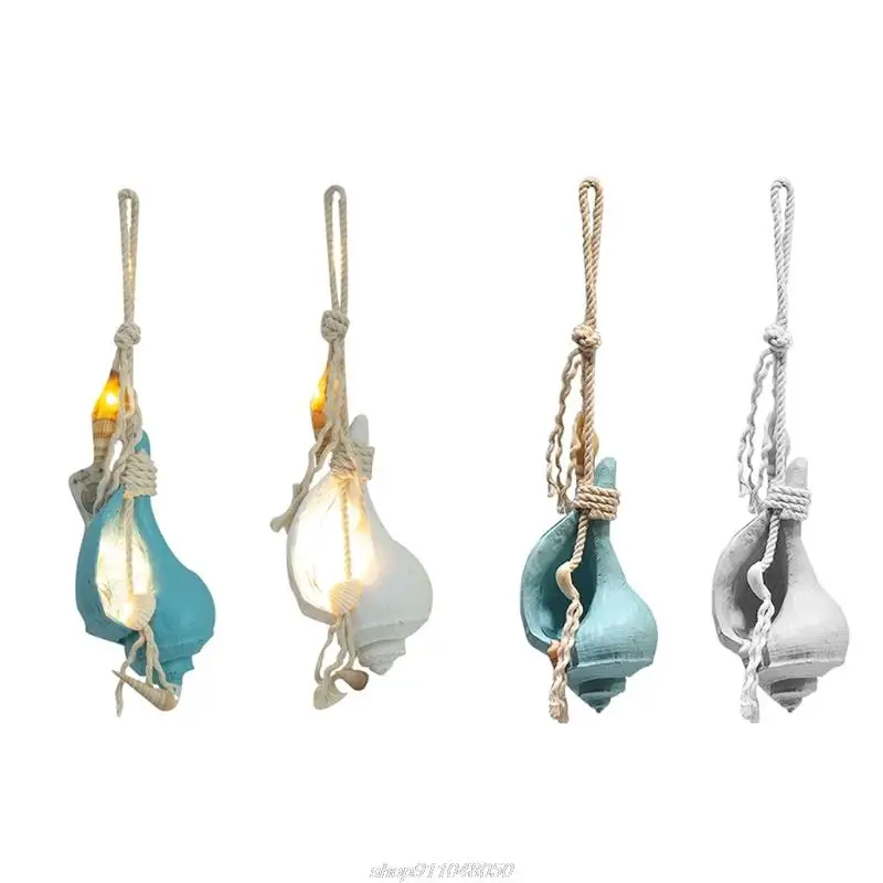 2 Pcs Mediterranean Style Resin Simulation Conch Pendant Marine LED Ornaments Gifts Home Party Beach Wall S09 21 Dropship | Дом и сад