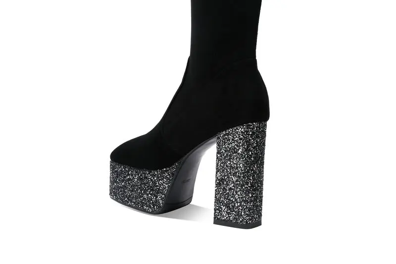

2020 Sexy Over The Knee High Boots Woman Suede Leather Thick High Heels Women Boots Autumn Winter Black Party Shoes Woman