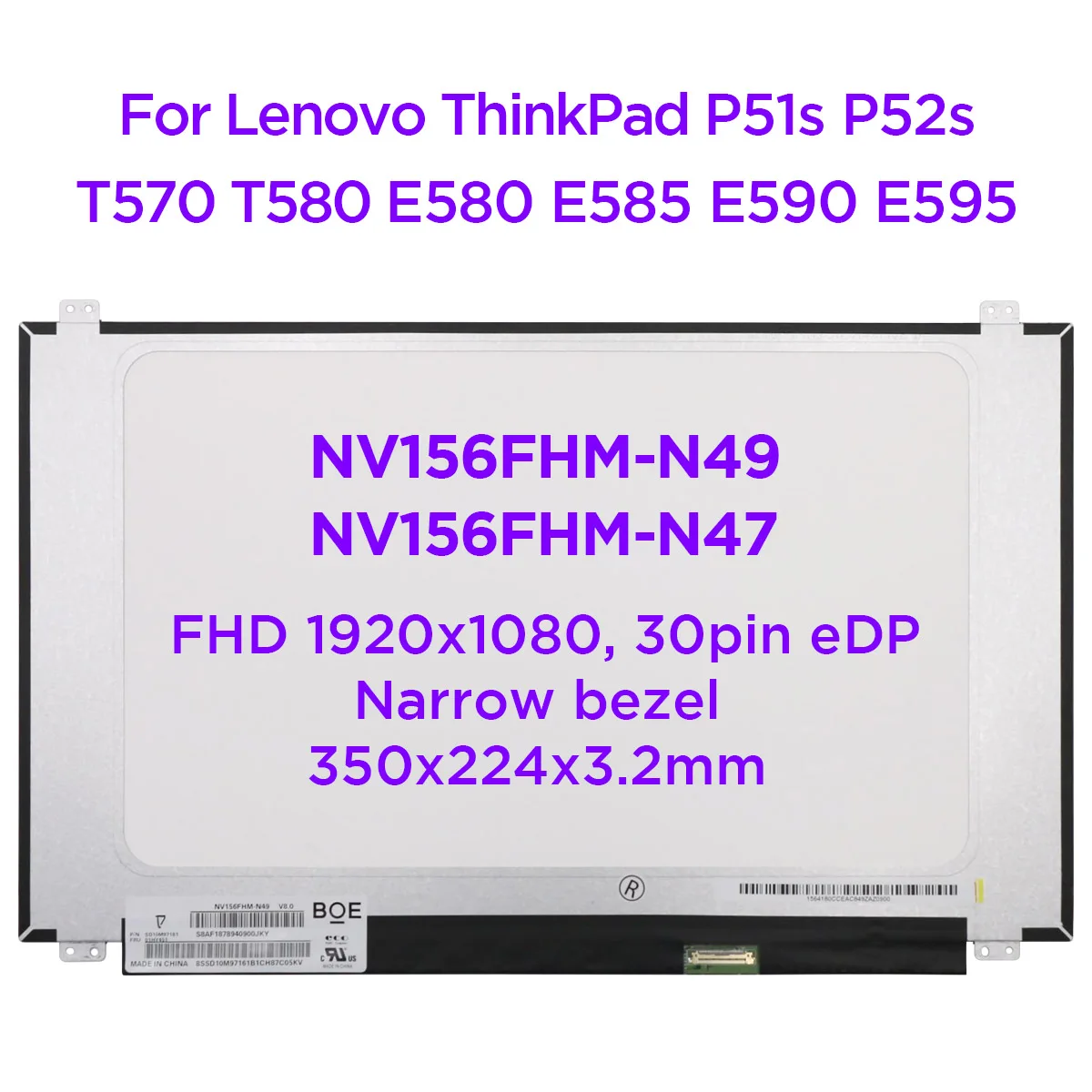 ЖК-экран для ноутбука с IPS-матрицей 15 6 дюйма подходит планшетов Lenovo ThinkPad T570 T580 E580