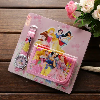 Новинка Набор детских часов disney с кошельком из мультфильма часы Микки и Минни