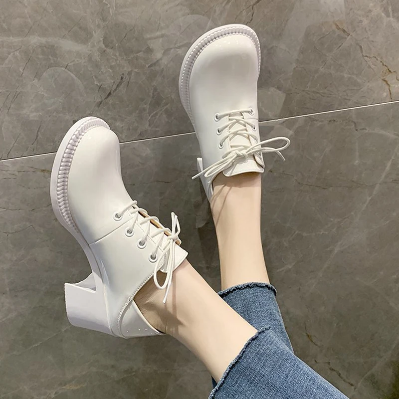 Lucyever модные туфли-лодочки на квадратном каблуке со шнуровкой женские офисные