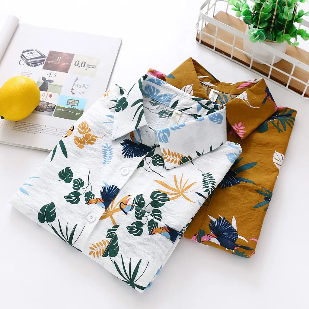 Корейские женские набивные шифоновые блузки топы повседневные с коротким