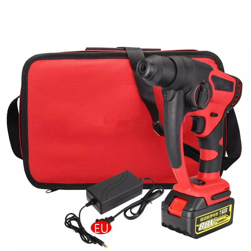 

88V Brushless Rechargeable Electric Hammer Lightweight Multifunctiona Lithium Electric Hammer High Power Electric Drill with Bag