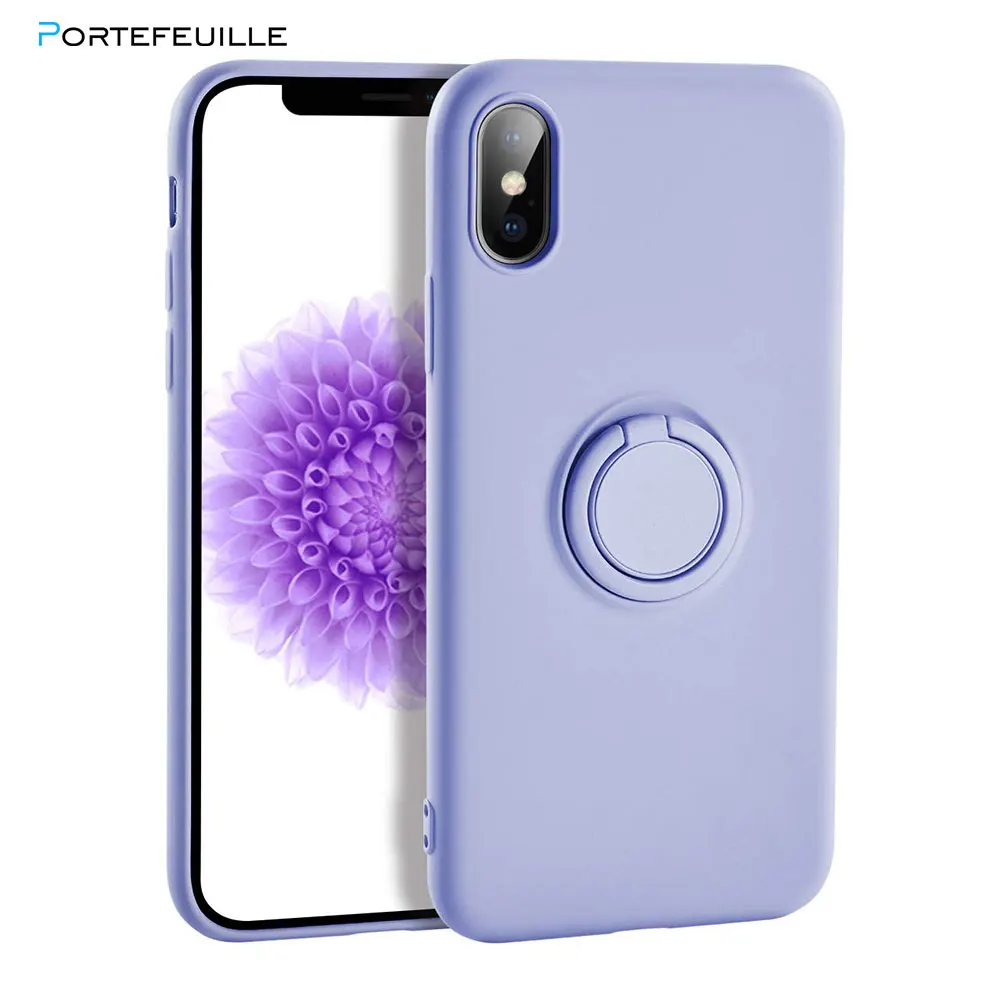 Для iPhone XR чехол силиконовый жидкий силиконовый чехол с кольцом-держателем противоударный чехол для телефона для iPhone X XS Max 8 Plus 7 6 6S 8 Plus 11 Pro 7plus подставка для пальцев аксессуары