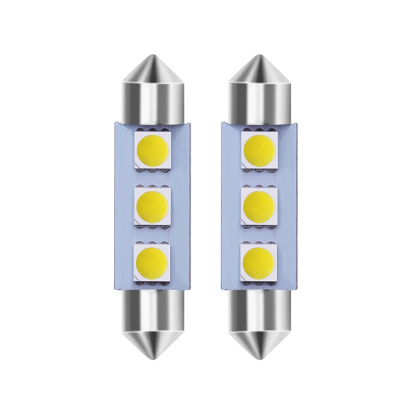 100 шт. гирлянда 31 мм 36 39 41 3 светодиода 5050 4 SMD C5W Автомобильный интерьер купольная