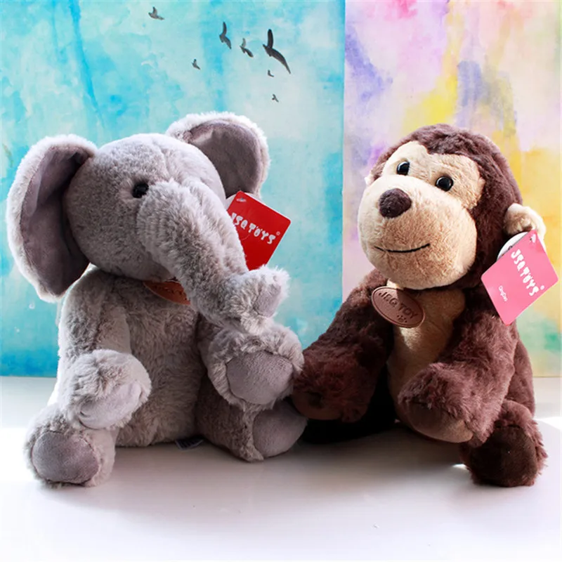 Новый милый мультяшный панда обезьяна полярный медведь слон плюшевые игрушки