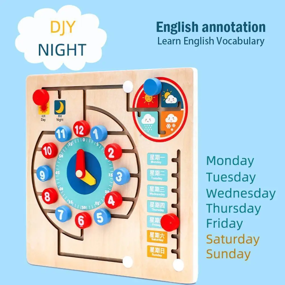 

Children Maze Boards Wooden Toys Slide Puzzle Toys Digital Matching Educational Letter Learning Clock Character R1f9