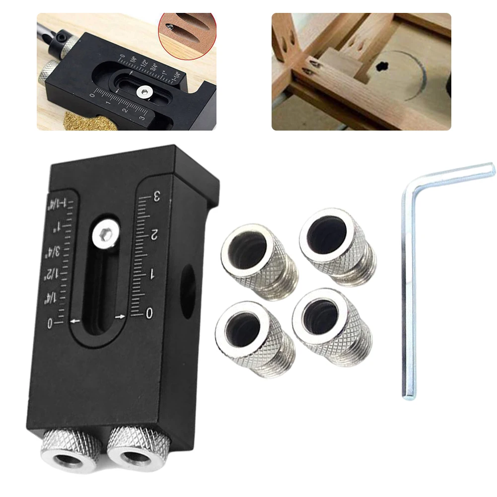 

6PCS Pocket Hole Jig Kit Woodwoorking Drill Guide Positioner Locator Tool Suitable For Professional Woodworking And Home Using