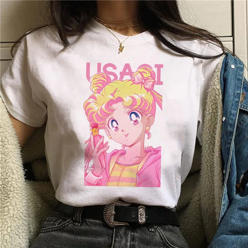 

Sailor Moon Women's Tops Summer New Beautiful Girl Sailor Moon Funny Cartoon T-shirt Female Lord Harajuku Ullzang Anime T