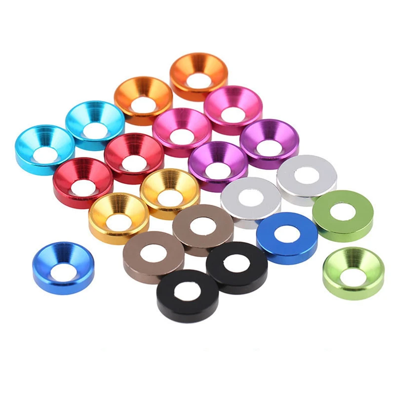 

10pcs/lot Aluminum flat washer M2 M2.5 M3 M4 M5 M6 colourful Anodized aluminum alloy Countersunk Head Bolt Washers Gasket