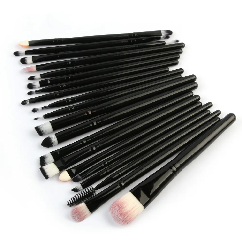 20 шт., Профессиональные кисти для макияжа с деревянной ручкой, набор, пудра, основа, тени для век, кисти для макияжа, косметика, мягкие синтетические волосы