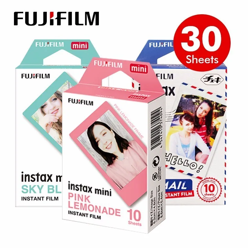 Подлинная Fujifilm Fuji Instax монохромный/миндальное печенье/голубой Плёнки 30 шт. для