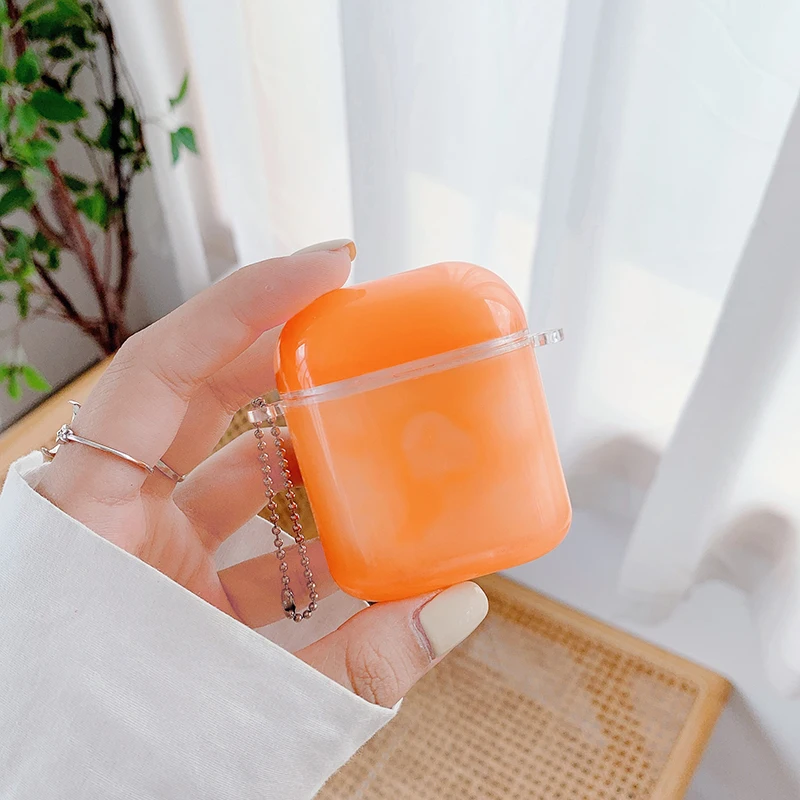 Роскошный блестящий однотонный чехол зыбучий песок для airpods 1 2 жесткий защитный