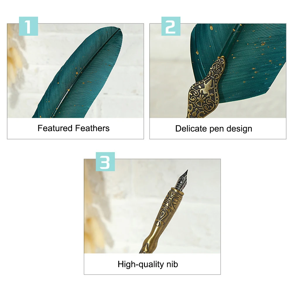 Ретро перьевая ручка набор чернил для письма винтажная каллиграфия Подарочная