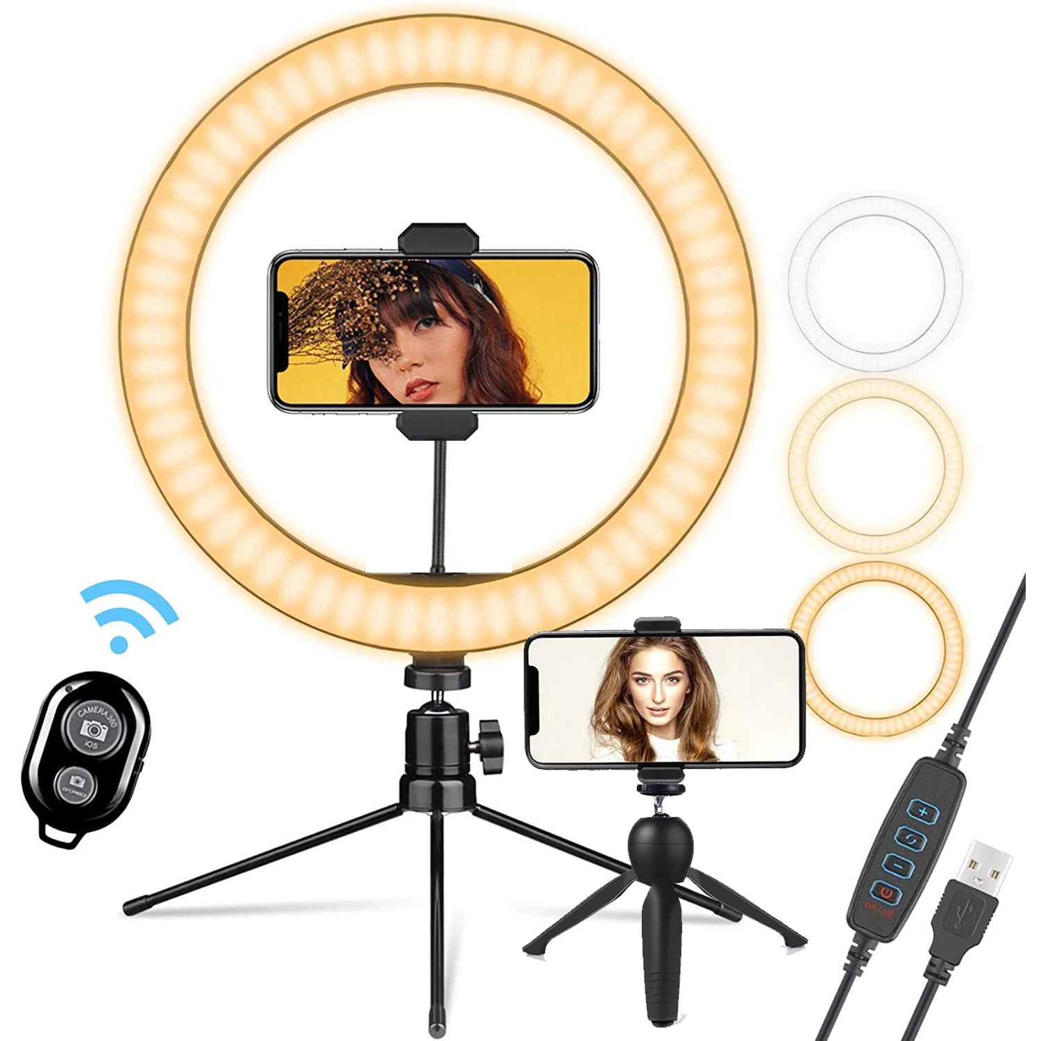 

10" Makeup Live YouTube Fill Ring Lamp Selfie Circle Light Photography Ringlight LED Dimmable Tripod Stand Phone Holder