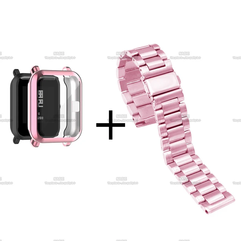 

Metal Strap + Case For Xiaomi Huami Amazfit Bip /GTS Wrist Strap Bracelet Band for Amazfit Stratos 2 3 Amazfit GTS Watchband