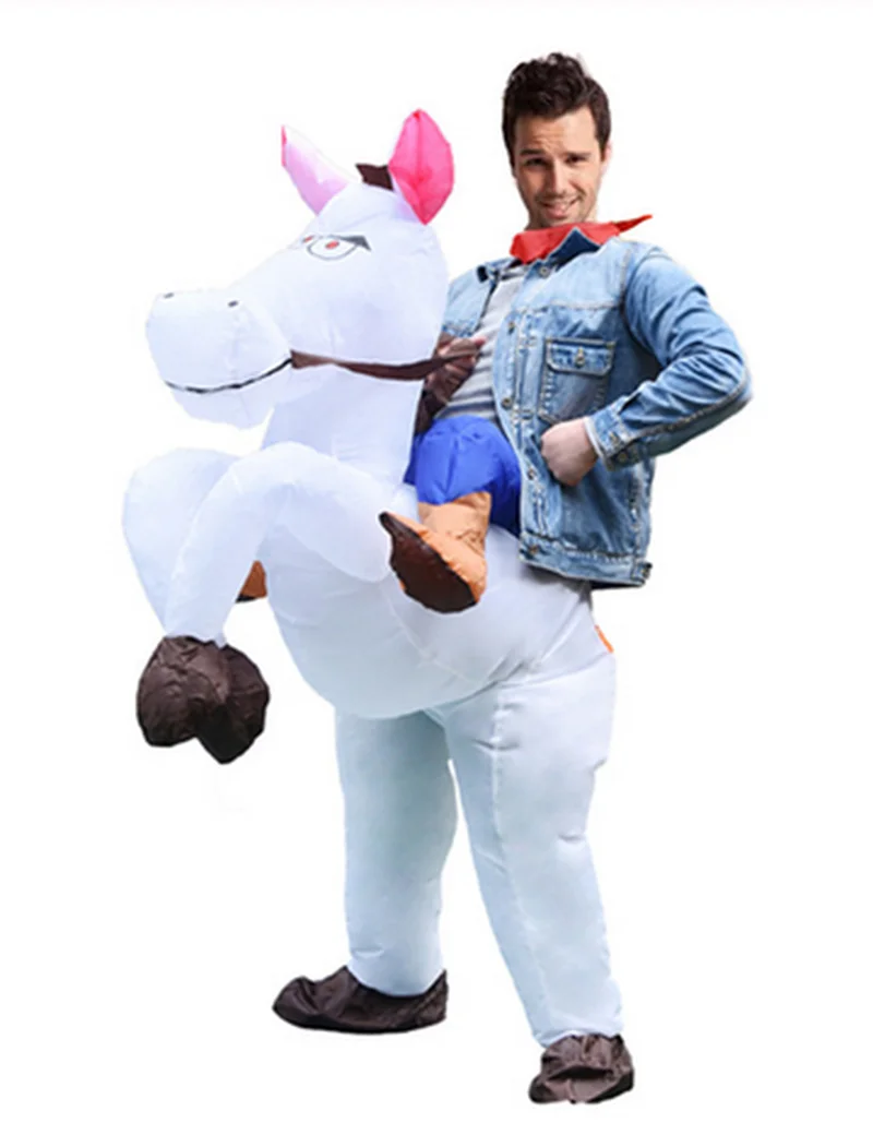 

Inflatable Horse Mascot Costume Funny-making Halloween Party Dress Cosplay Suits Ride on a Horse Outfits Carnival Xmas Easter