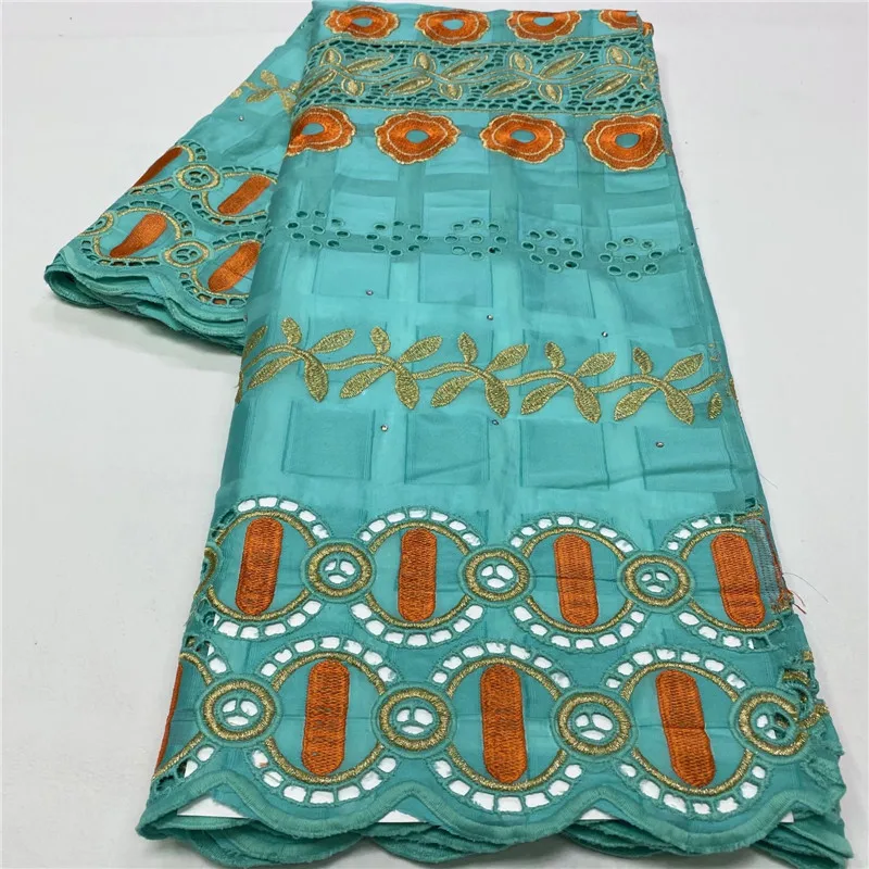 

5 yard Swiss lace fabric latest heavy beaded embroidery African 100% cotton fabrics Swiss voile lace popular Dubai style 4L10212