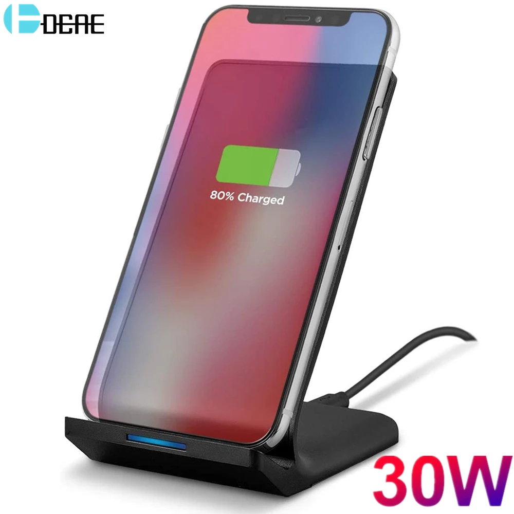 Беспроводная зарядная станция DCAE, зарядная док-станция 30 Вт для Samsung S22 S21 S20 iPhone 14 13 12 11 Pro Max XR XS 8