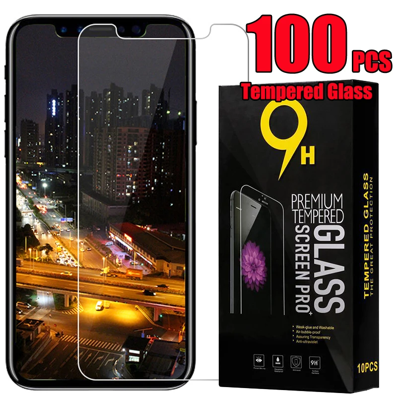 100pcs Tempered Glass Screen Protector 2.5D Shield Film For iPhone 14 Pro Max 13 Mini 12 11 XS XR X 8 7 6 Plus SE With Package - купить по