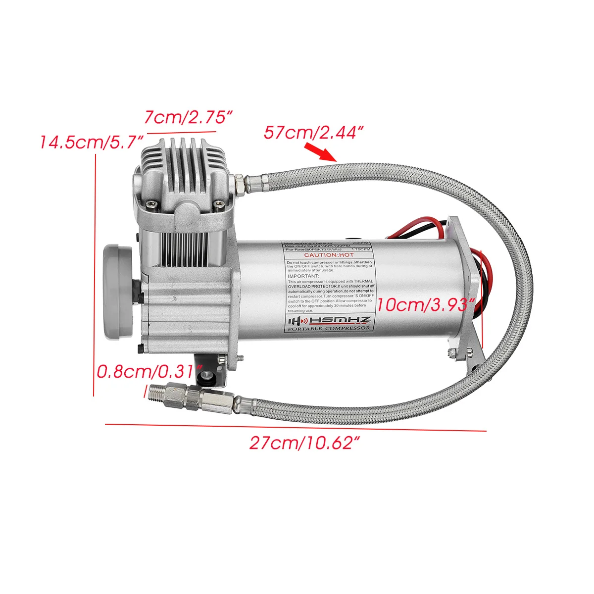 

12V 200 PSI Silver Air Compressor 1/4'' Hose Set With Relays Switch For Car Truck Train Honrs Suspension