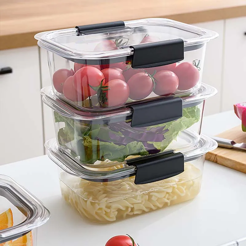 

Household Microwave Lunch Box Kitchen Storage Container Square Sealed Transparent Plastic Storage Box Kitchen Supplies