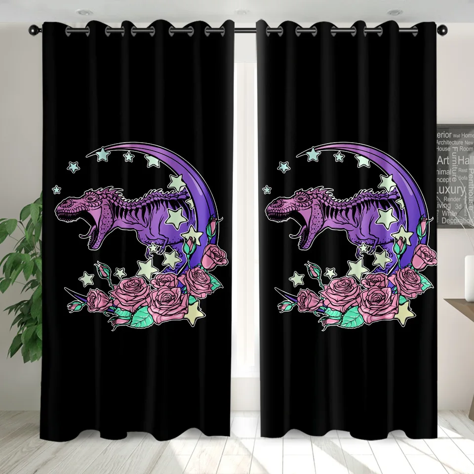 

SOFTBATF Dinosaur Alien Plant 3D Digital Printing Blackout Curtains for Bedroom Living Room Kitchen Treatment Room Dropshipping