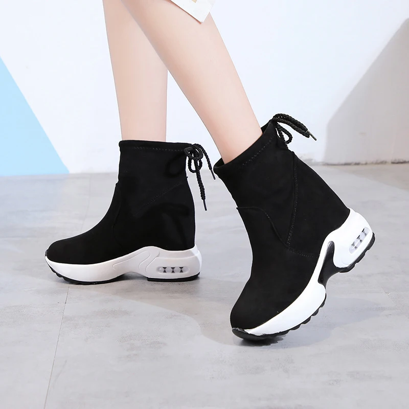 Ботильоны женские на платформе со шнуровкой Повседневная модная Осенняя