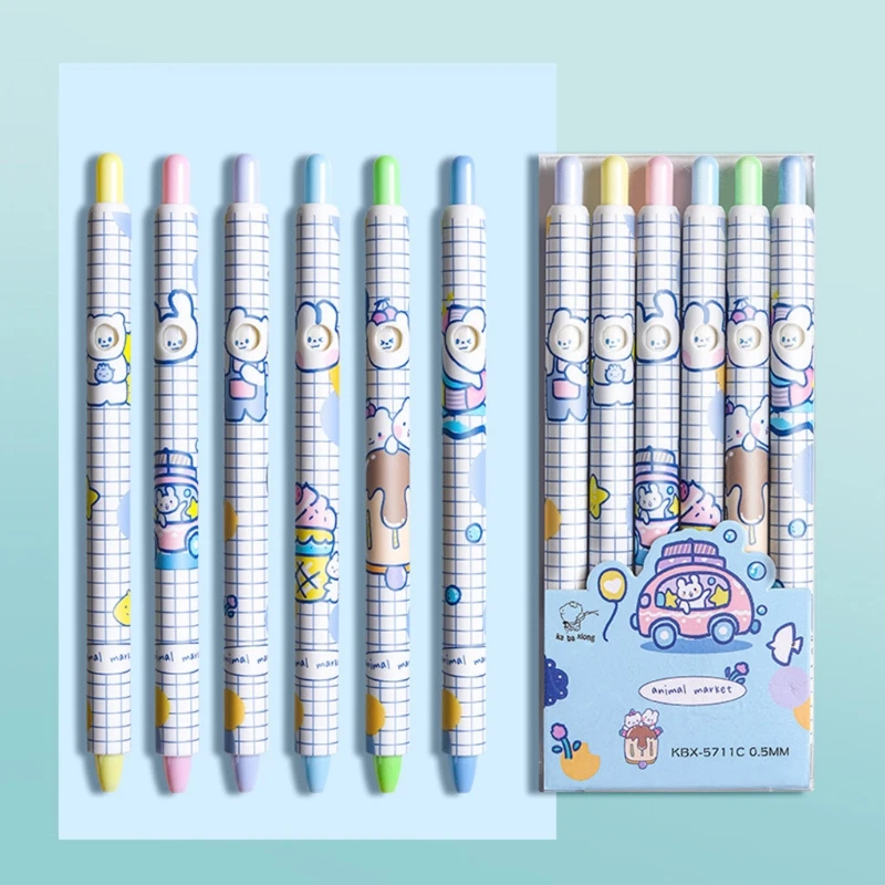 

R2JA 6 Pcs Fancy Nice Rollerball Gel Pens Press Wax Sealed 0.5mm for Journal Writing