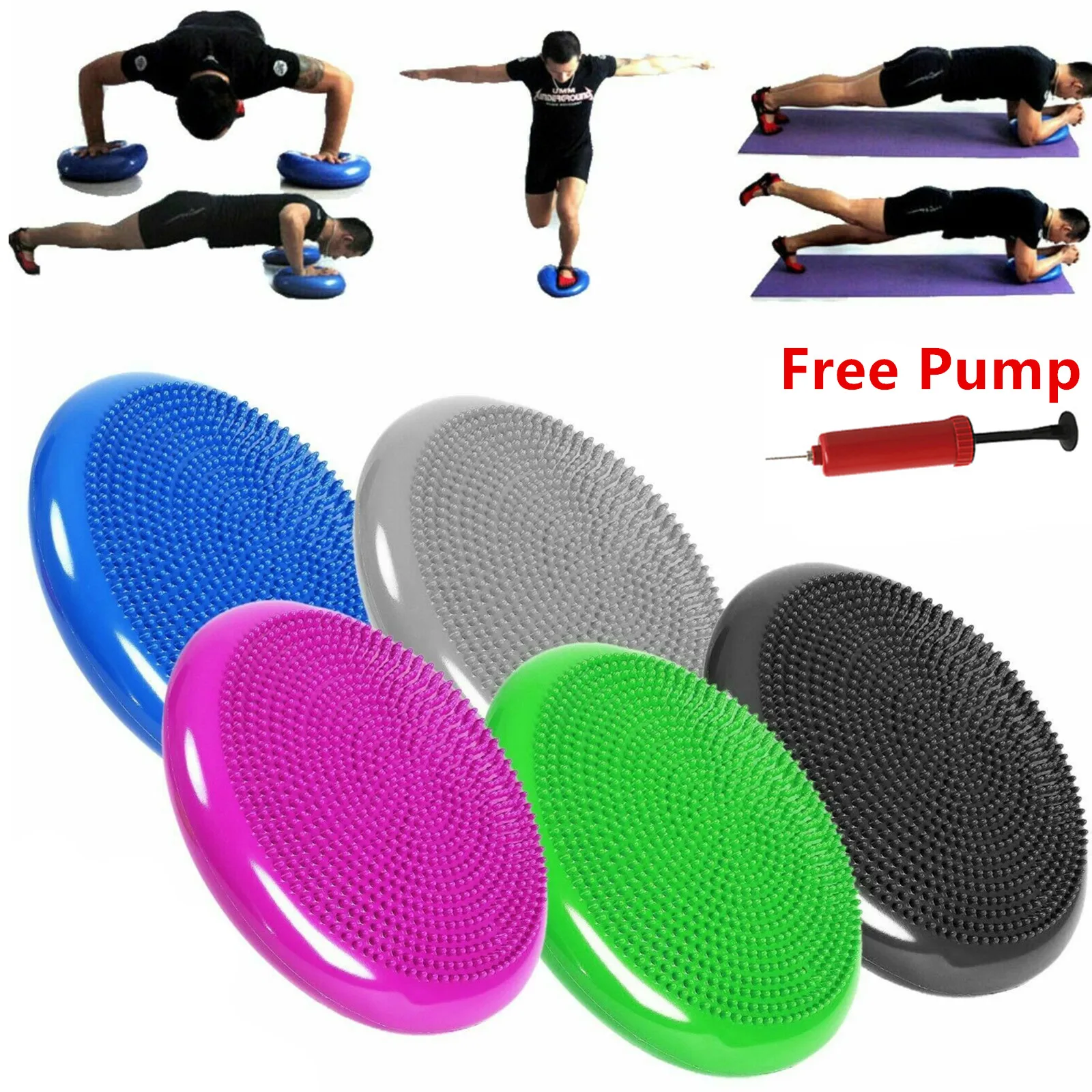 

33cm Durable Inflatable Yoga Massage Ball Pad Universal Sports Gym Fitness Yoga Wobble Stability Balance Disc Cushion Free Pump