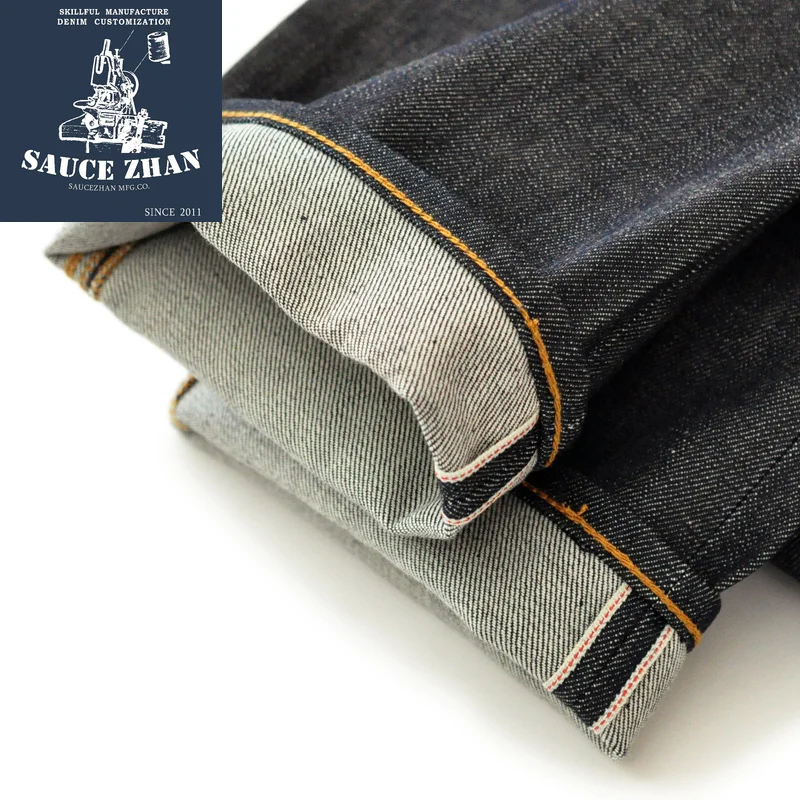 SauceZhan 315xx-см американский белый дуб конус мельницы деним Selvedge джинсы Индиго сырой деним американский Синий джинсы мужские джинсы