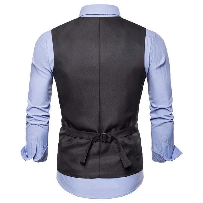 

Dress Vests For Men Formal Wedding V-neck Single-breasted Slim Fit Waistcoat Gilet Men Vest Sleeveless Business Chaleco Hombre