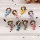 12 шт расписанные вручную смолы микс Прекрасный Красочный милый русалка с плоской задней камень кабошон альбом DIY Декор дома украшения SF721