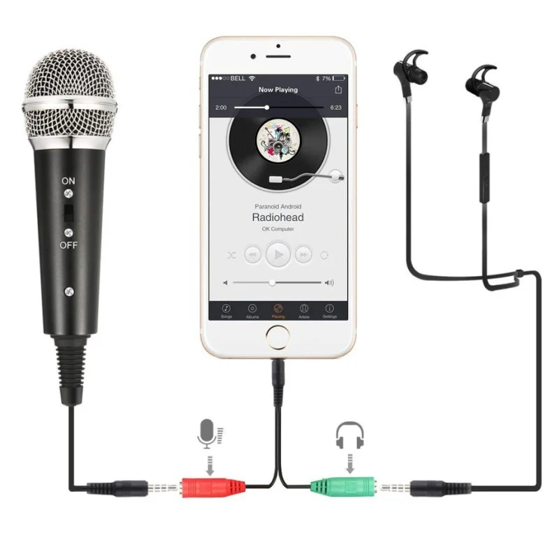 

Lefon Recording Condenser Microphone Mobile Phone Microphone Microfone For Computer Pc Karaoke Mic Holder For Android 3.5mm plug