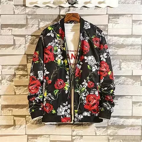 Мужская винтажная куртка с цветочным принтом размеры до 5XL | одежда