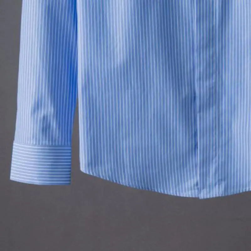 

Stripe Mens Shirts High Quality Bee Embroidery Long Sleeve Casual Mens Dress Shirts Plus Size 4xl Business Slim Man Shirt