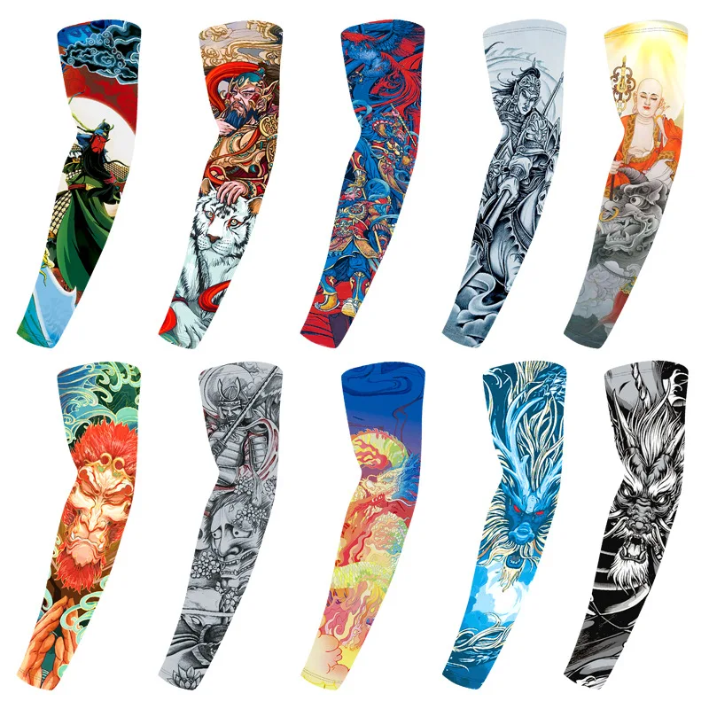 

Ice silk sunscreen cuff summer outdoor sports cycling flower arm tattoo tattoo male arm set fishing cuff custom