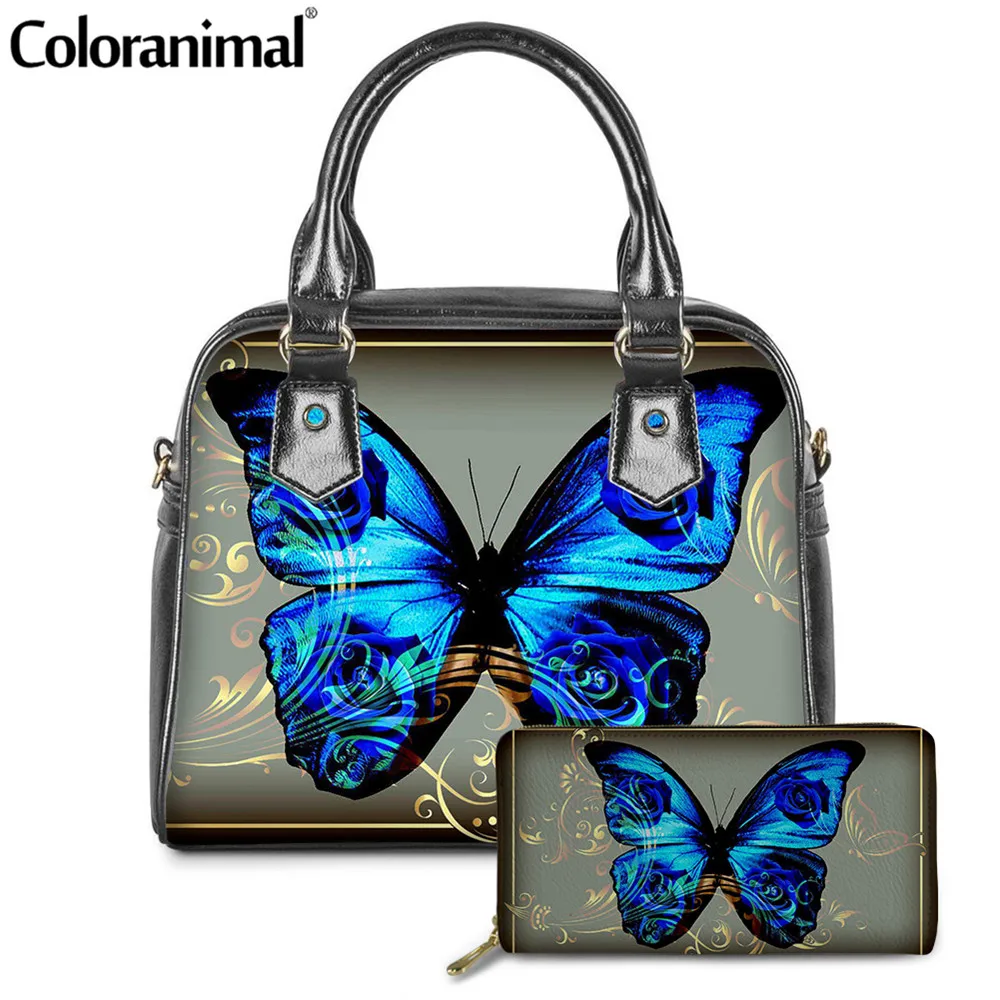 Роскошные элегантные дамские сумочки Coloranimal с принтом бабочки сумки верхними