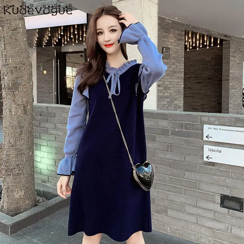 Woomen платье осень и зима новая свободная Дамская грибковая юбка женская|Женские